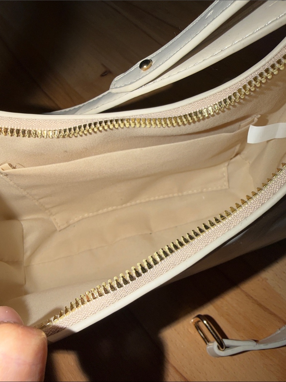 Cream Crescent Shoulder Bag - Minimal Women's Handbag - Picture 2 of 2
